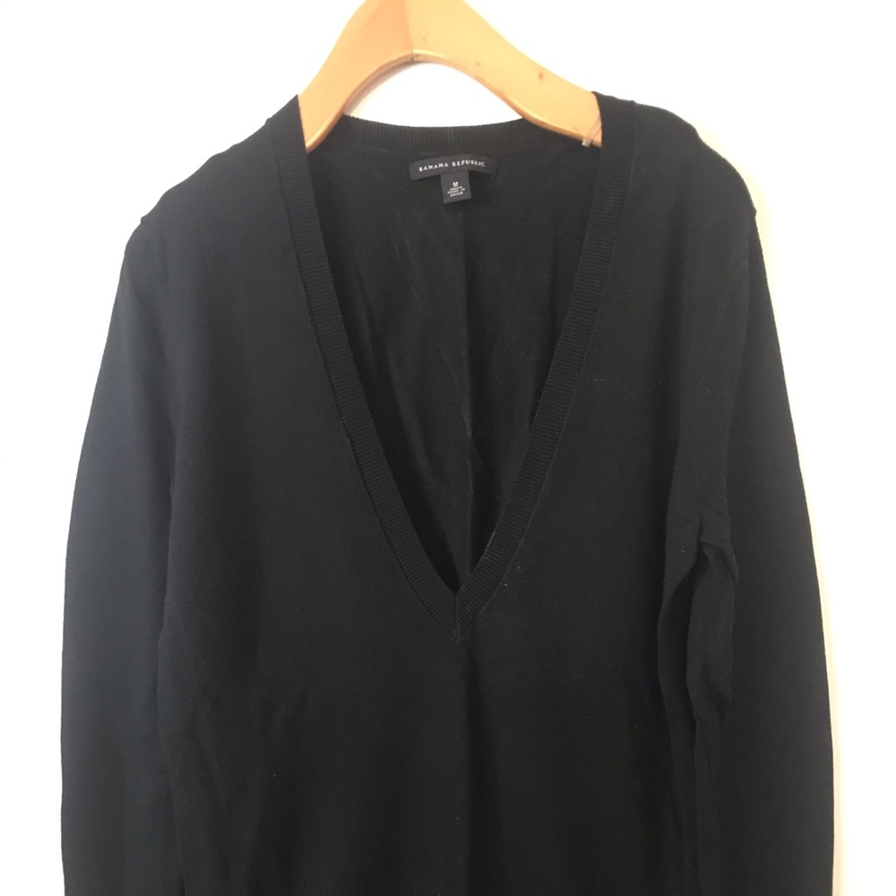 Women’s deep V neck black sweater